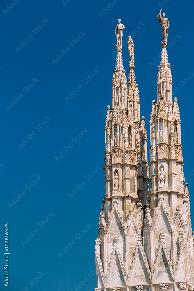 Detail of Milan Cathedral or Duomo di Milano in Milan, Italy. Detail of Milan Cathedral or Duomo di Milano in Milan, Italy.