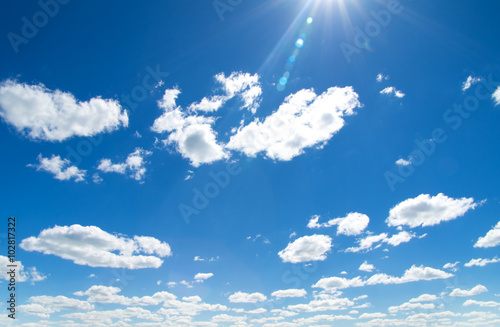  sun at clear blue sky with copy space
