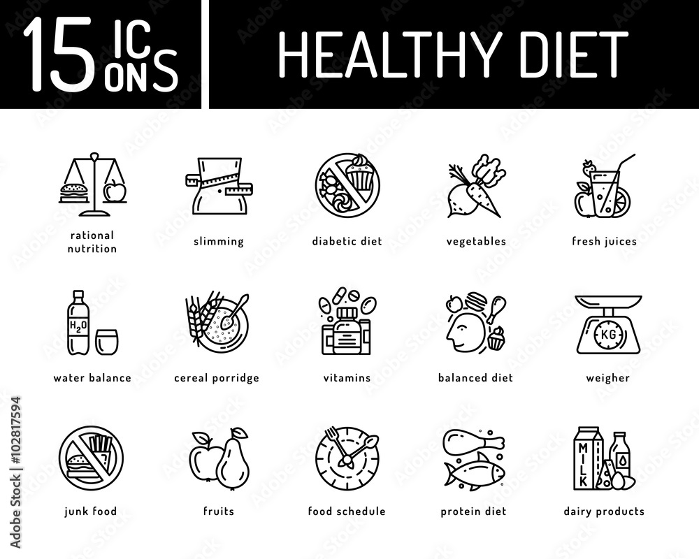 Healthy diet icons