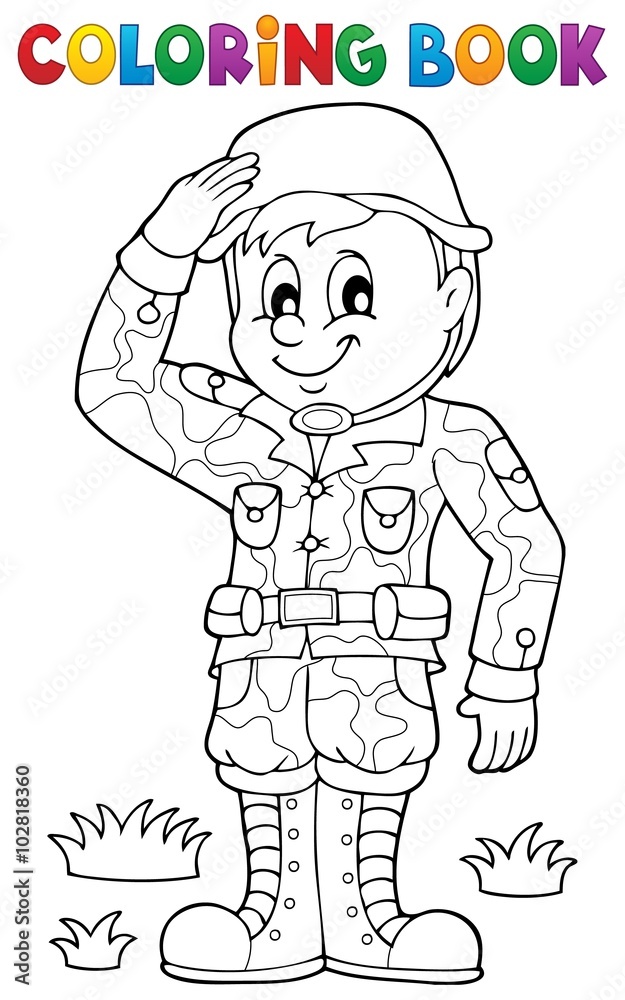 Coloring book male soldier theme 1