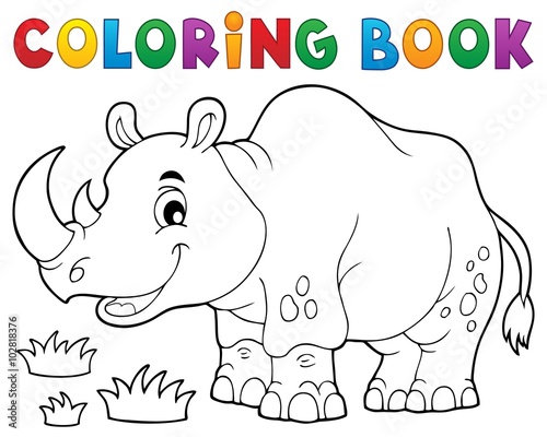 Coloring book rhino theme image 1