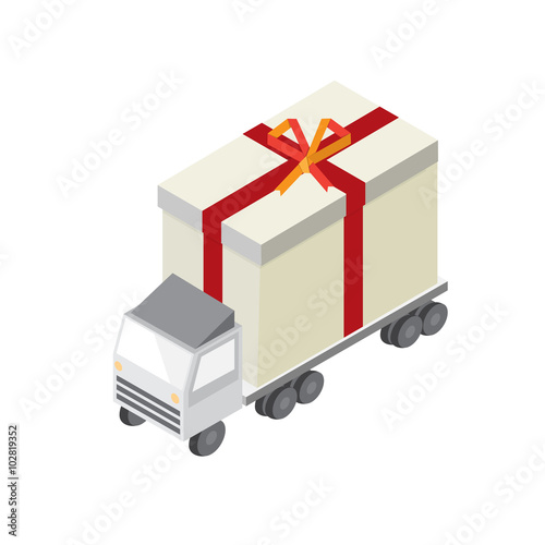 container truck carry gift box