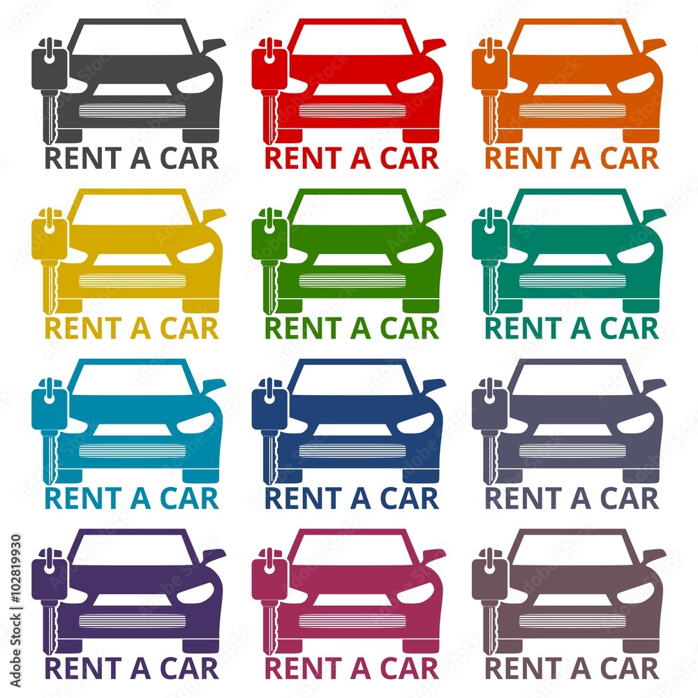 Rent a Car Transportation design icons set Rent a Car Transportation design icons set