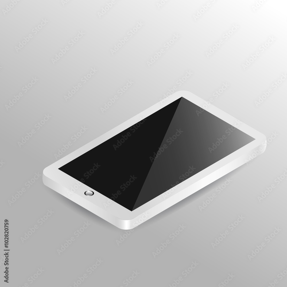 smartphone with empty black screen isometric view