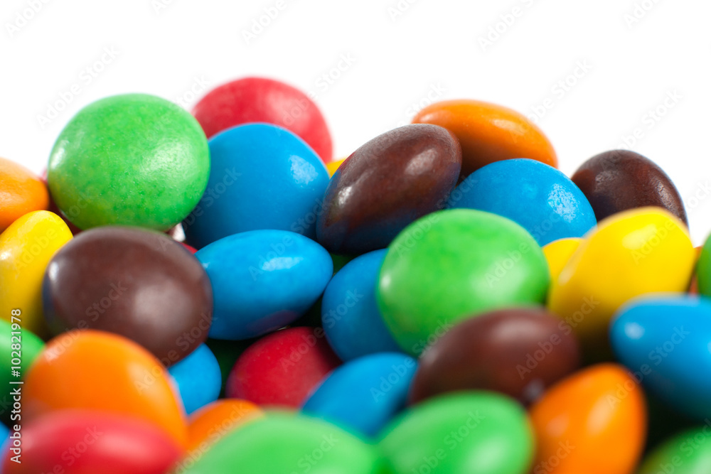 Multicolored candies isolated on white Multicolored candies isolated on white