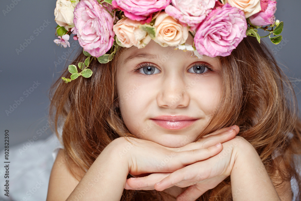 Beautiful little girl with bunch, studio Beautiful little girl with bunch, studio