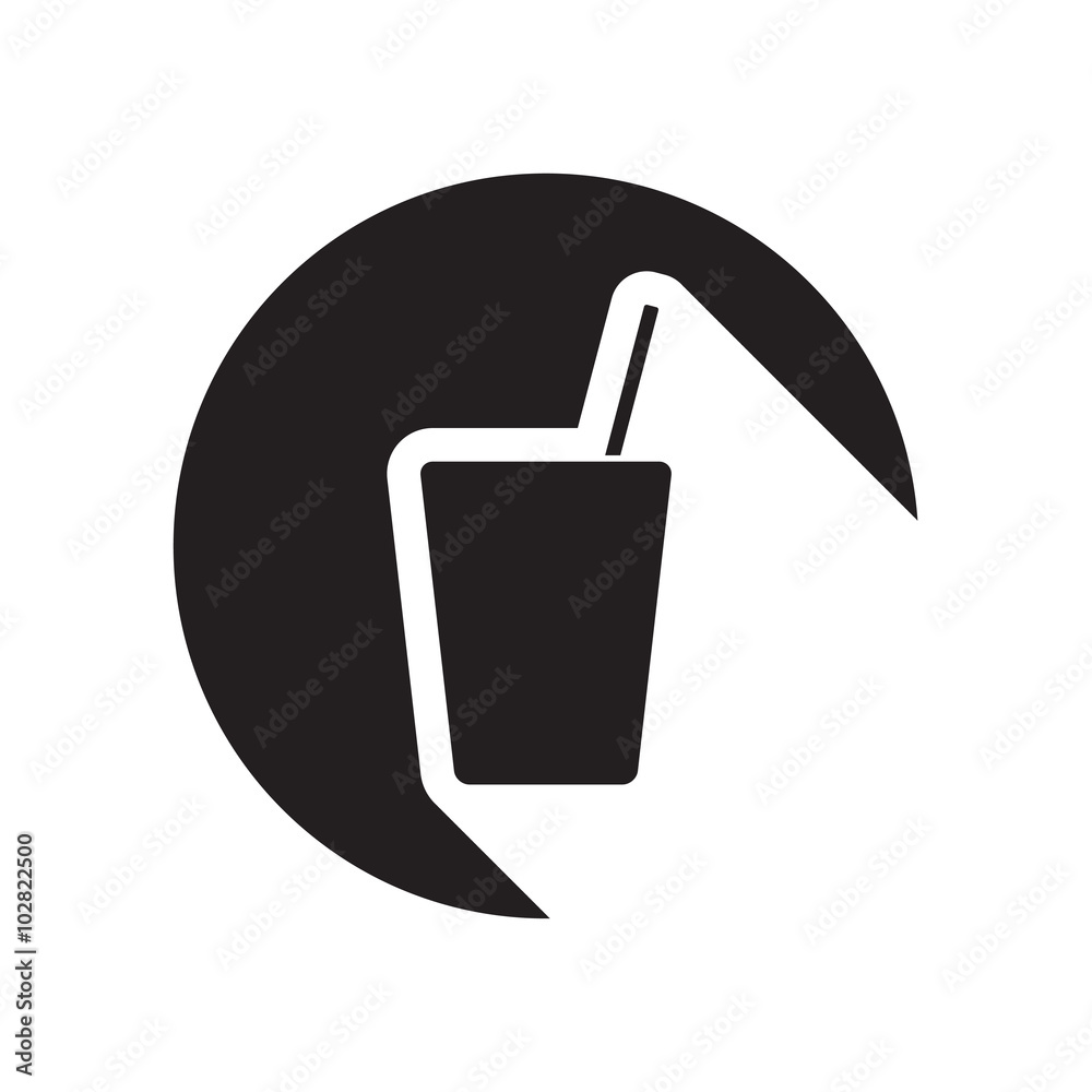 Obraz premium black icon with drink with straw
