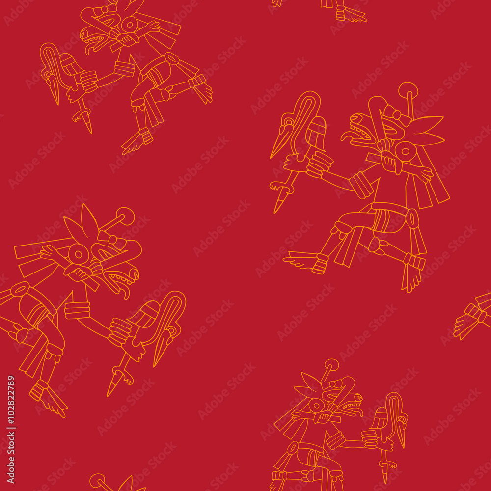 Fototapeta premium Seamless pattern with symbols from Aztec codices for your design