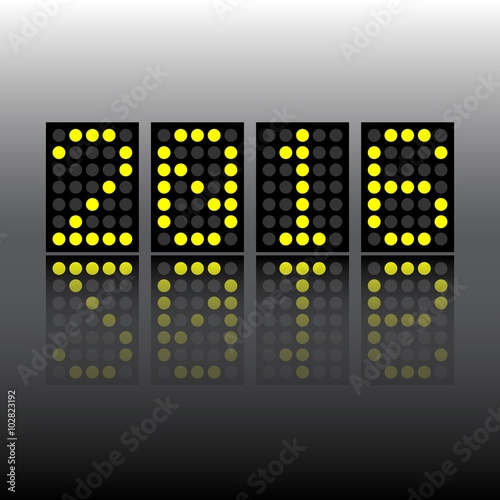 new year 2016 digital score board style with reflection