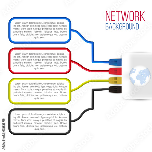 Network Background. Patch Cord. Network Connection. Internet. Abstract Colorful Wire Background. Ethernet For Enterprise Networks. Vector Illustration