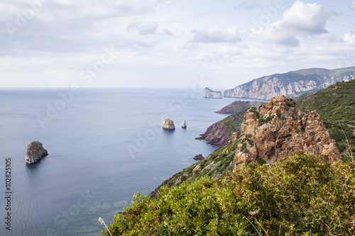 Coastline with rocks in the sea, Sardinia