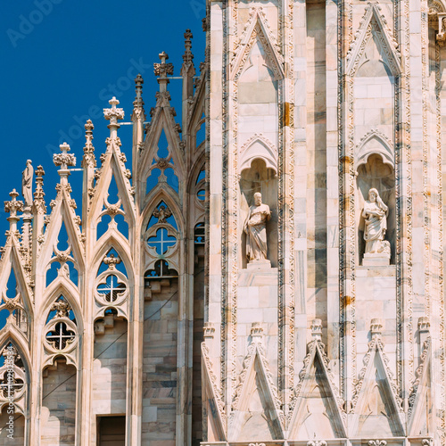 Detail of Milan Cathedral or Duomo di Milano in Milan, Italy. Cl © Grigory Bruev