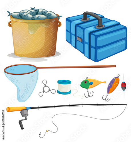 Fishing set with fishing pole and tools