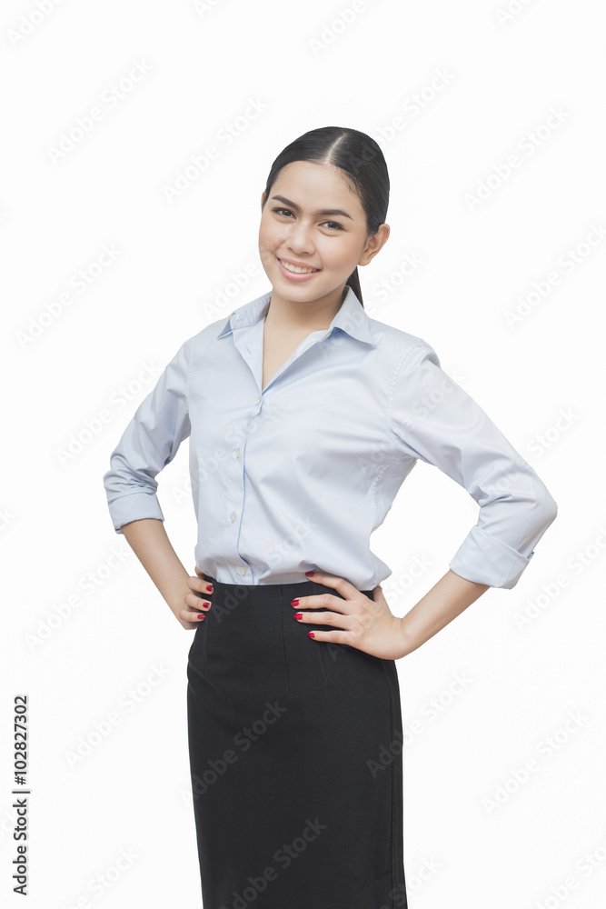 business woman smiling isolated on white background, asian beaut business woman smiling isolated on white background, asian beaut