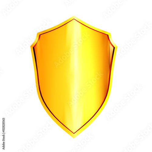 Gold shield isolated on the white background
