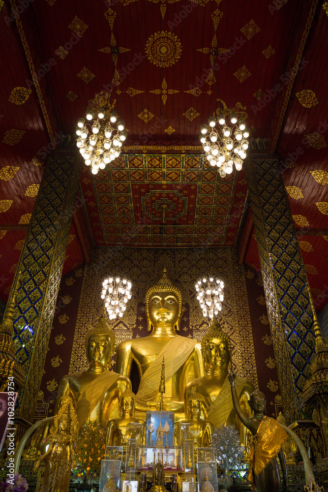 golden buddha statue in buddhism church