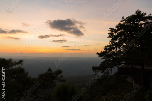 Sunset at Pha Lomsak Phu Kradueng National Park  Loei  Thailand