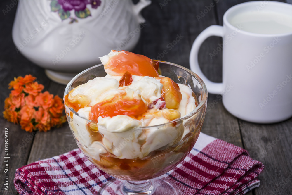 curd dessert with mango curd dessert with mango