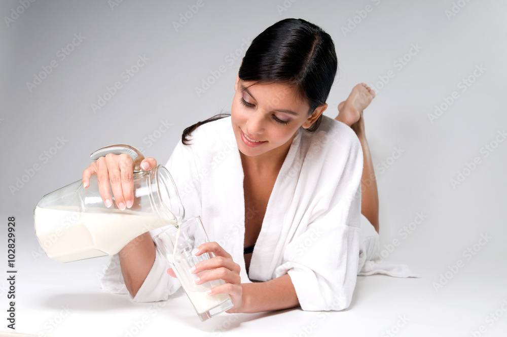 Woman drinking milk