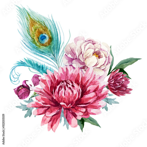 Obraz Akwarela kompozycja kwiatowa