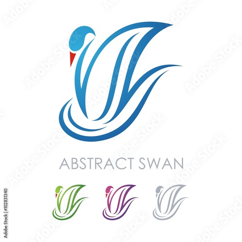 Fototapeta Naklejka Na Ścianę i Meble -  Swan bird abstract vector logo design template