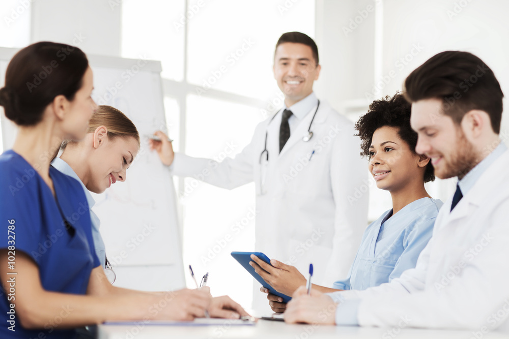 group of doctors on presentation at hospital group of doctors on presentation at hospital