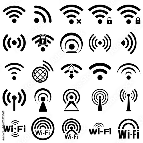 Set of twenty five wifi icons photo