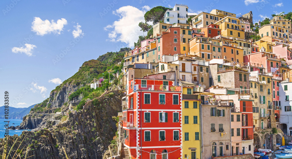  Buildings architecture in Cinque Terre  - Five lands ,at  Riomaggiore village, one of the most popular attraction in  entire world.