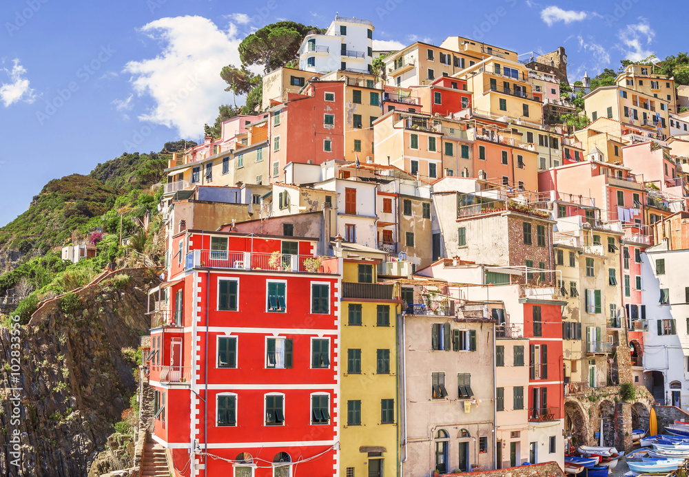  Buildings architecture in Cinque Terre  - Five lands ,at  Riomaggiore village, one of the most popular attraction in  entire world.
