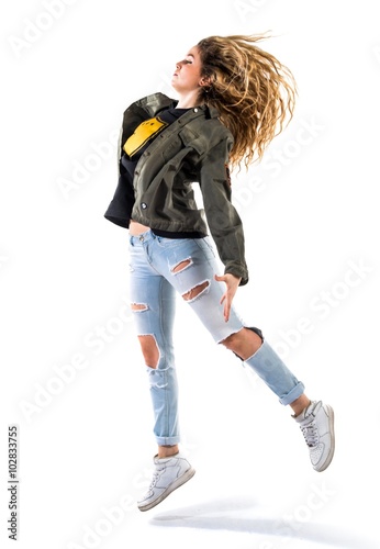 Teenager girl jumping