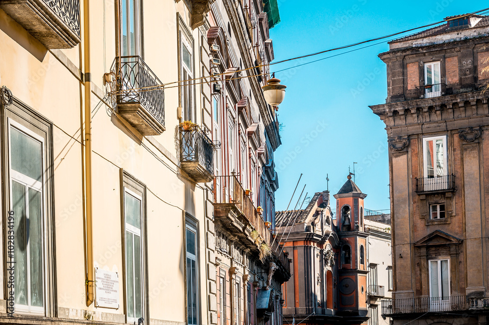 Fototapeta premium Street view of old town in Naples city