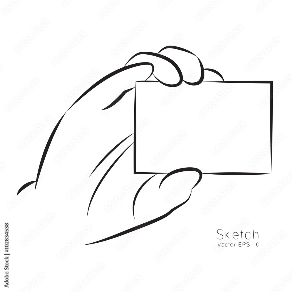 draw hand and business card, vector draw hand and business card, vector