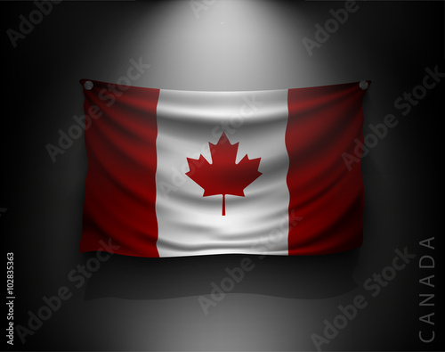 waving flag canada on a dark wall