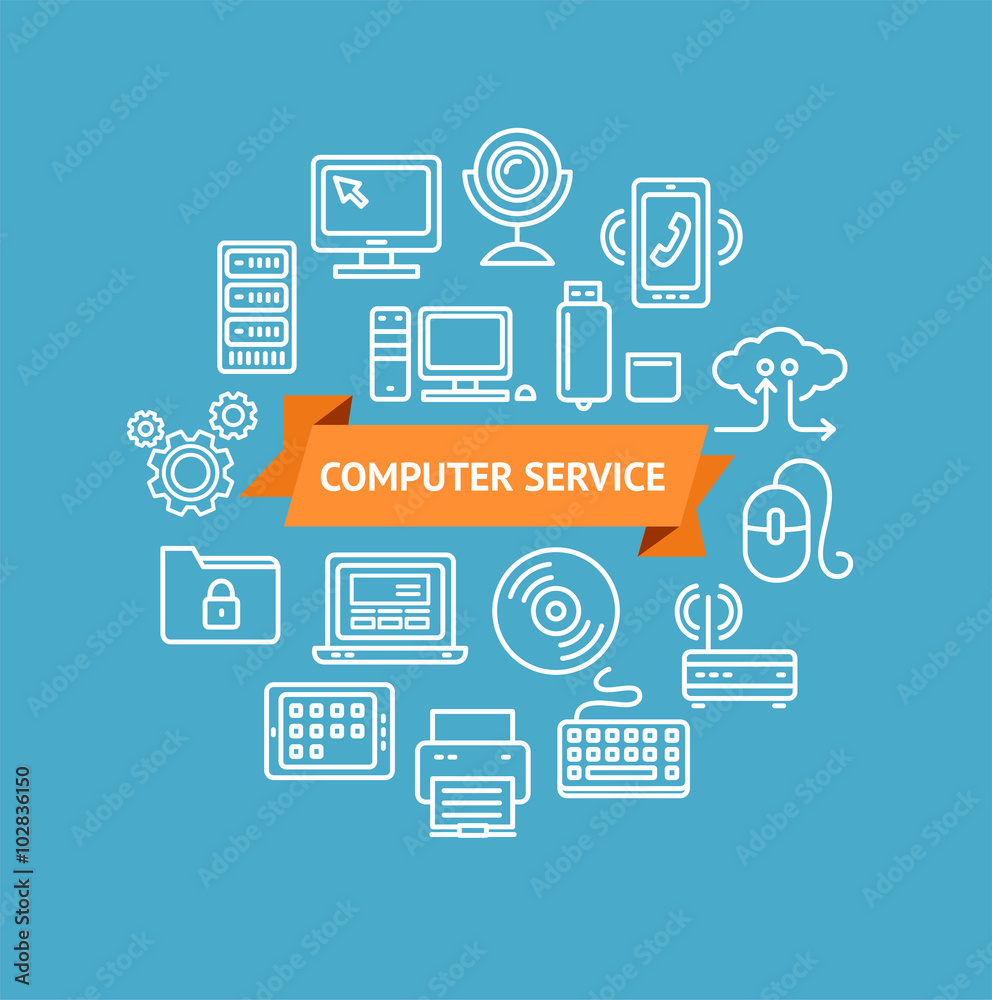 Computer Service Concept. Vector Computer Service Concept. Vector