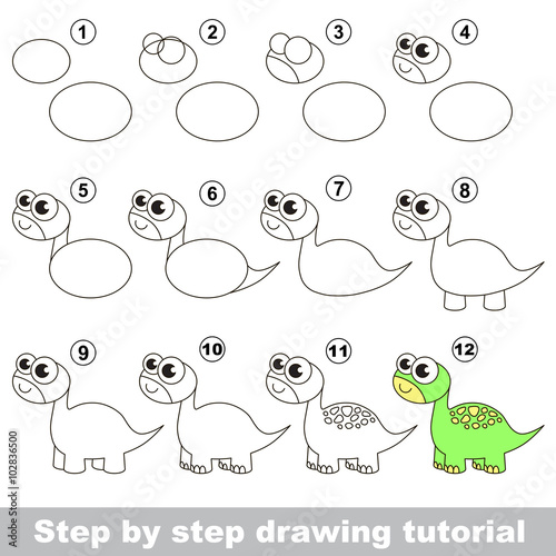 Brontosaurus. Drawing tutorial.