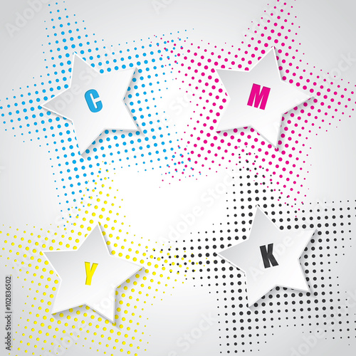 Abstract cmyk background with 3d stars
