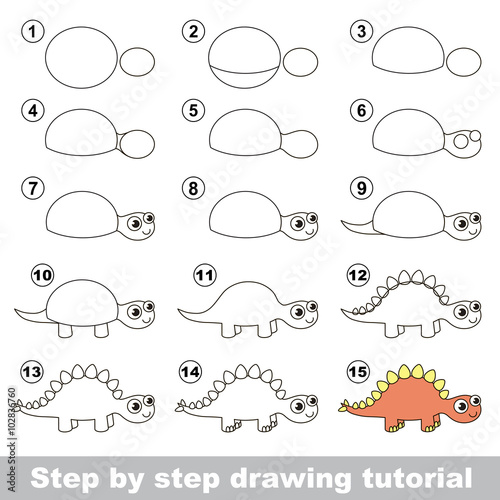 Stegosaurus. Drawing tutorial.