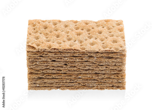 Stack of crackers (breakfast) isolated