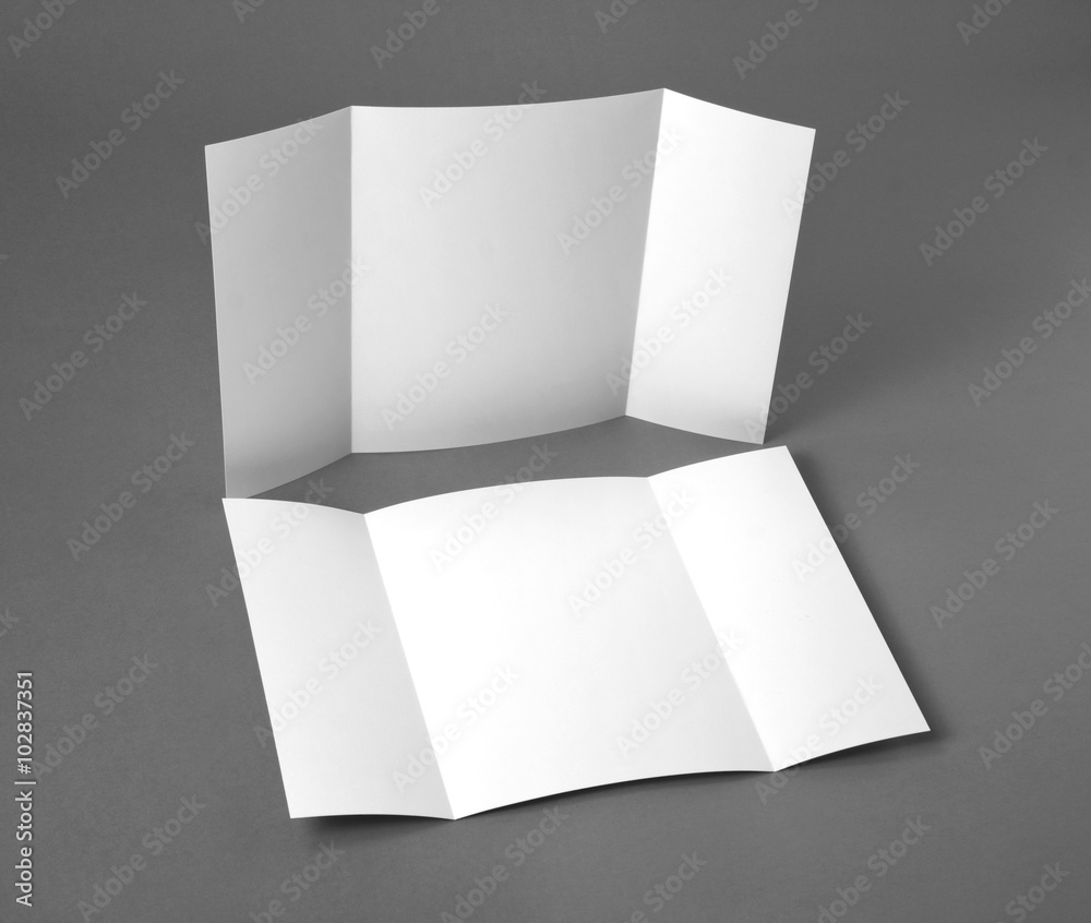 Blank gate fold brochure on grey to replace your design. Blank gate fold brochure on grey to replace your design.