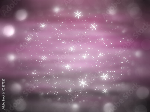 Christmas pink background. the winter background, falling snowfl photo