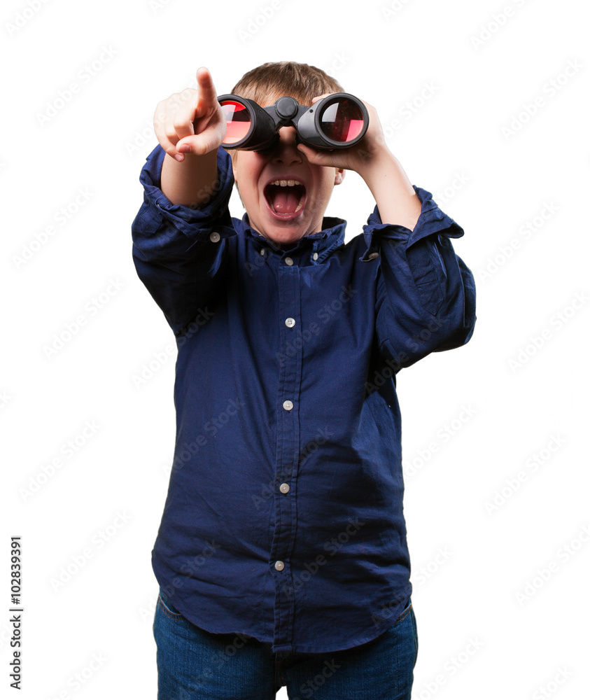 little boy with binoculars little boy with binoculars