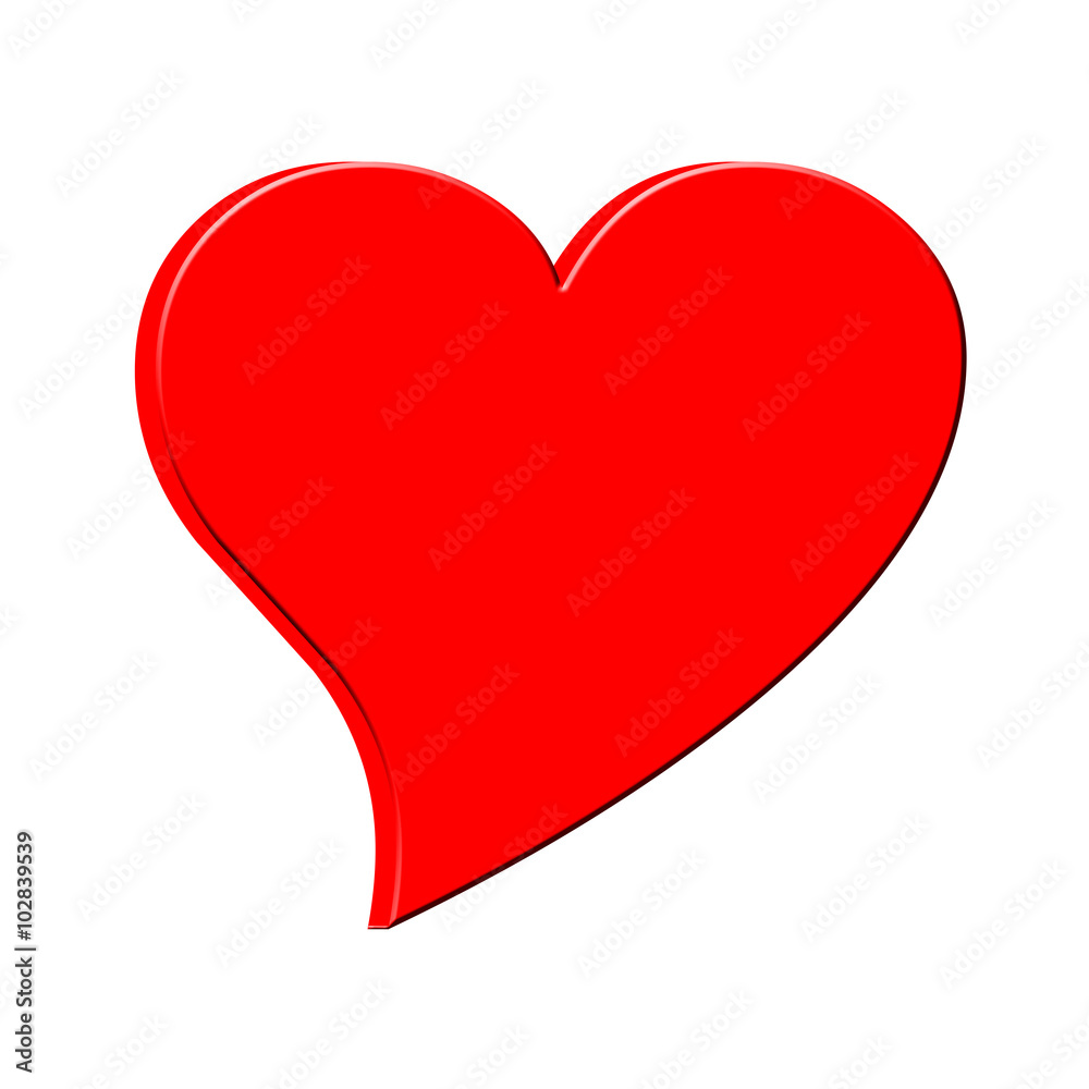 Red heart on white background.