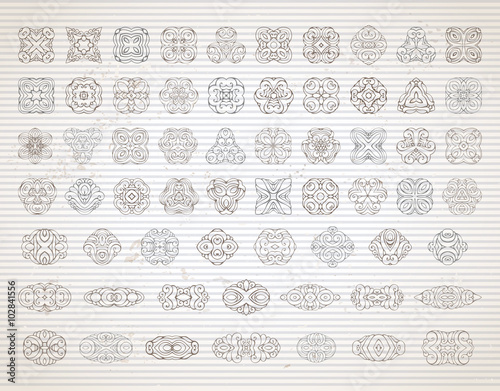 Vector set of vintage design elements and page decorations.