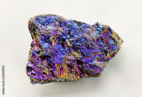 Iridescent multicolored Peacock ore mineral