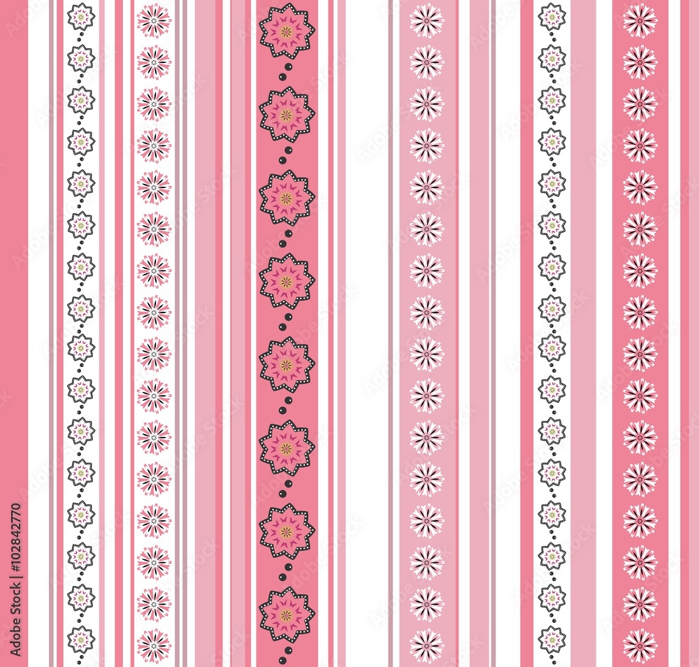 Seamless striped pattern with floral motif
