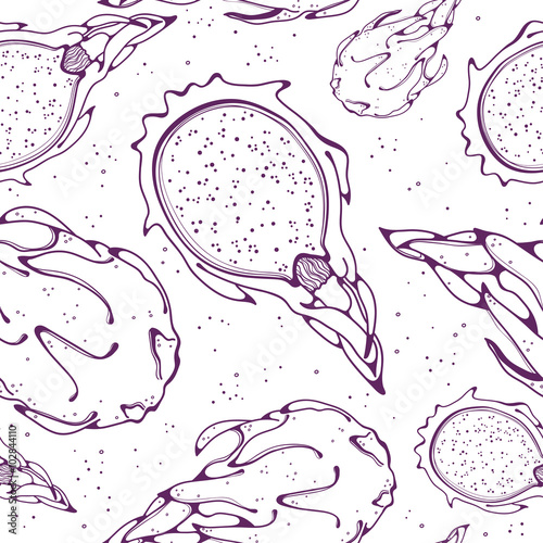Pattern purple dragon fruit or pitaya or pitahaya line