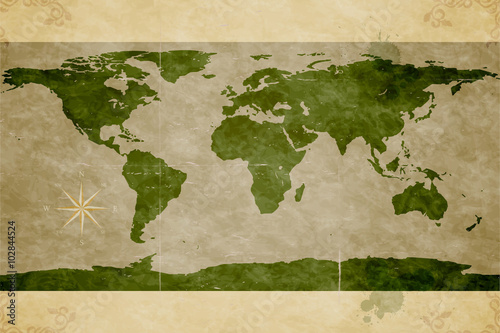 Map of the World. Old paper texture