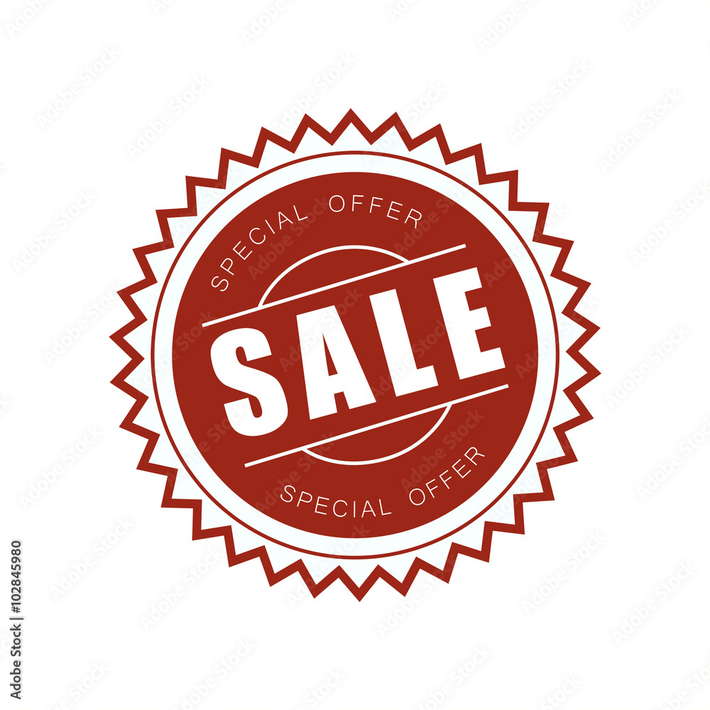 Sale stamp special offer sticker isolated red