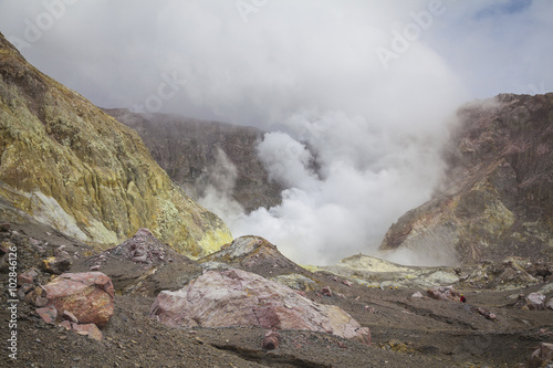 Dampf und Schwefel auf White Island Neuseeland