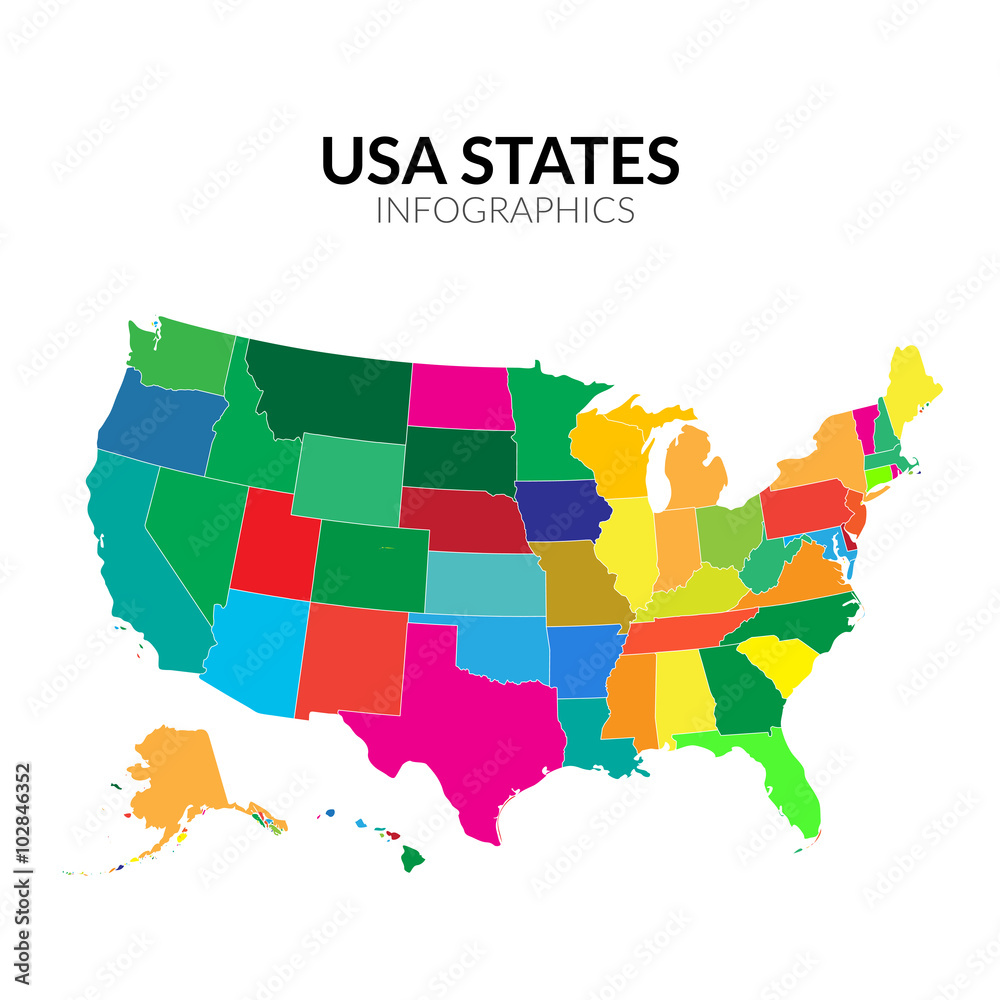 Colorful America USA map with states vector illustration Stock Vector ...